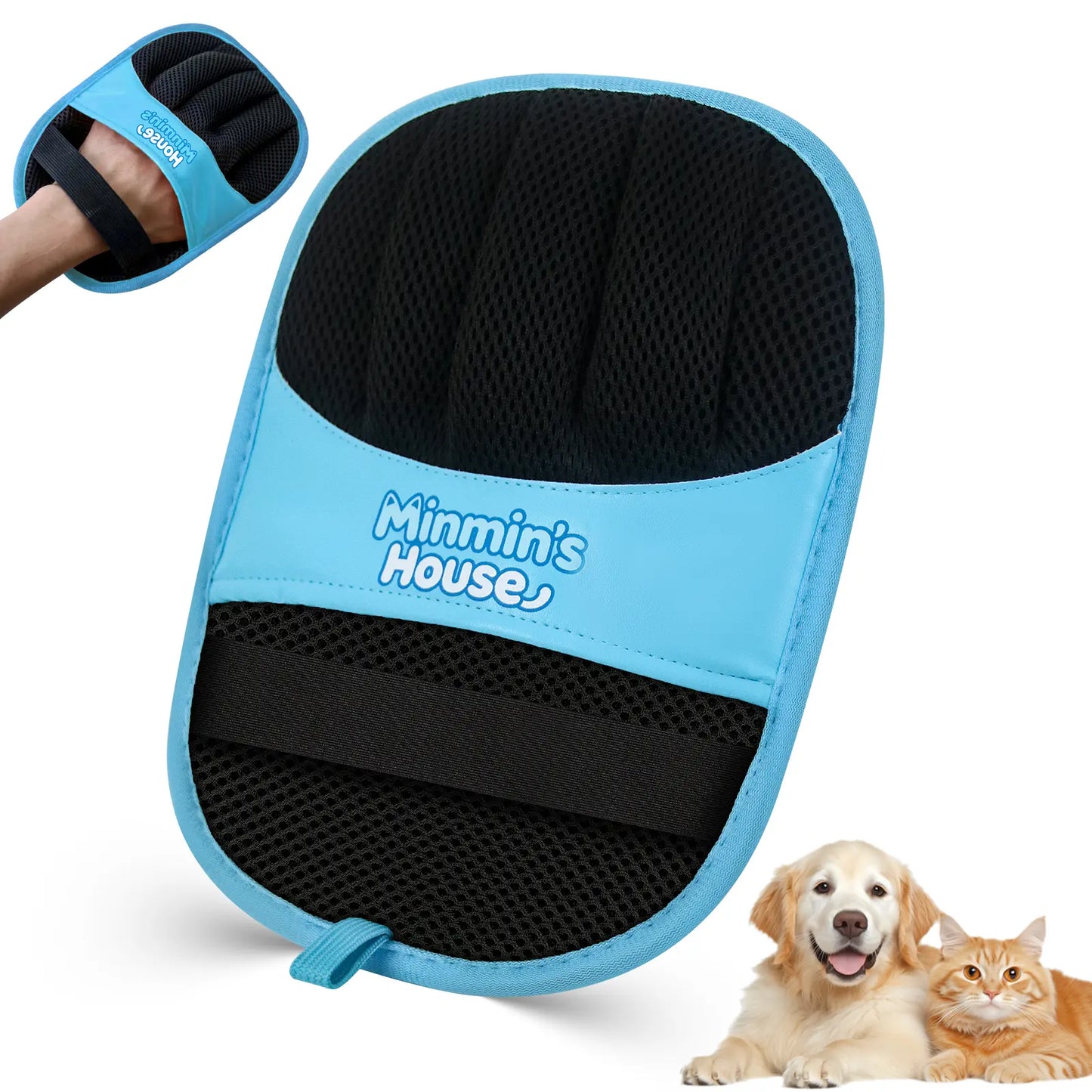 Minmin's House Upgraded Five-Finger Electrostatic Pet Hair Removal Glove for Cats and Dogs - Reusable Magic Brush Tool for Laundry, Couch, Carpet, and Car Seats