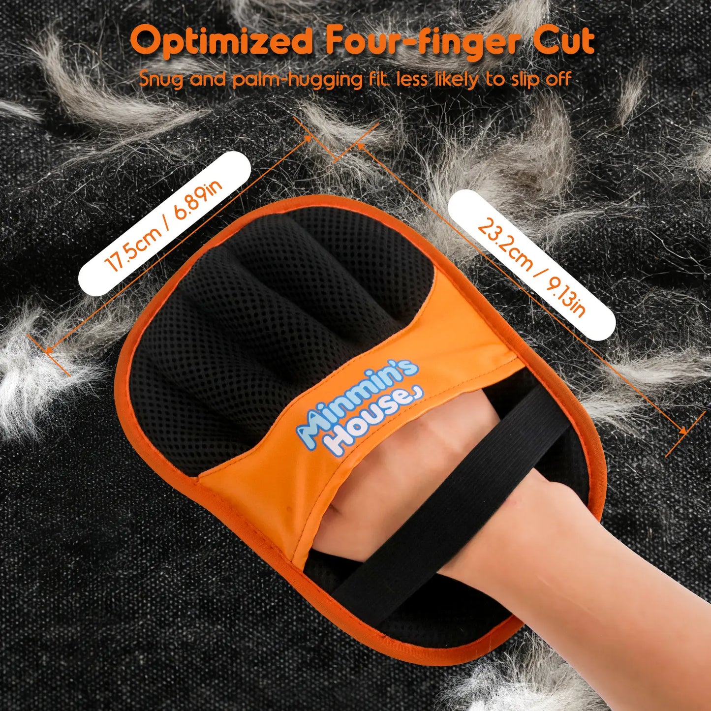 Minmin's House Upgraded Five-Finger Electrostatic Pet Hair Removal Glove for Cats and Dogs - Reusable Magic Brush Tool for Laundry, Couch, Carpet, and Car Seats