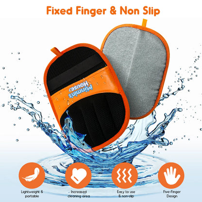 Minmin's House Upgraded Five-Finger Electrostatic Pet Hair Removal Glove for Cats and Dogs - Reusable Magic Brush Tool for Laundry, Couch, Carpet, and Car Seats