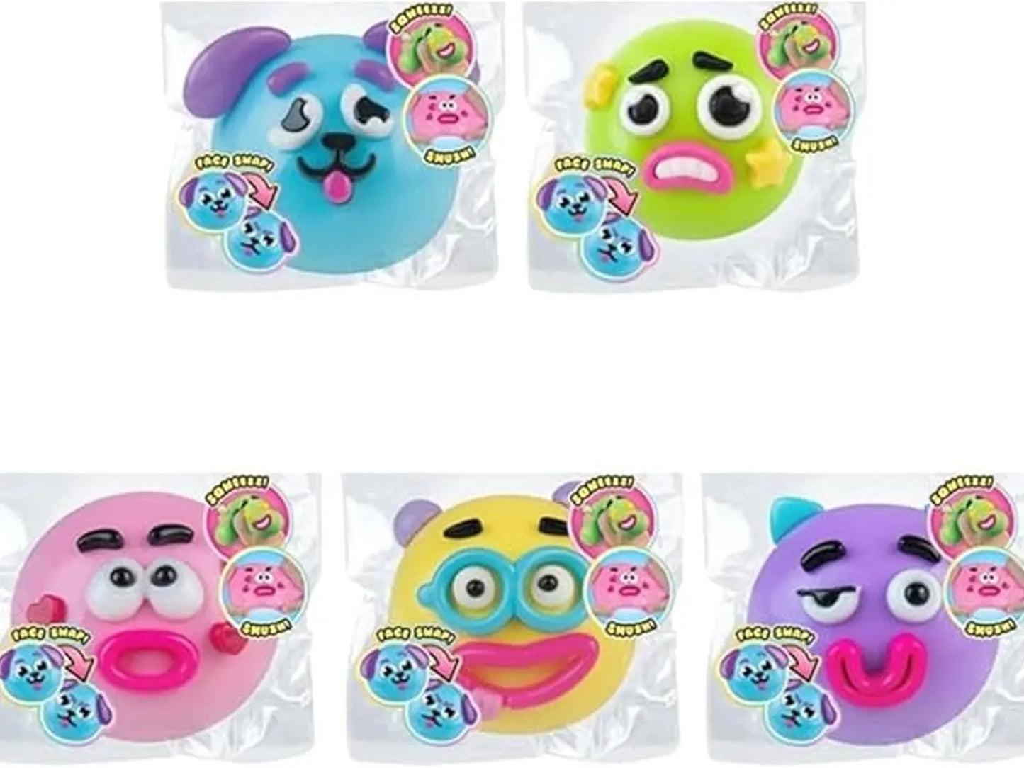 Smushers Squishy Cutie Toy - Multi-Sensory Stress Relief Dog Face Swap, Soft and Moldable Anxiety Relief, Safe Maltose Material, Portable Party Favors